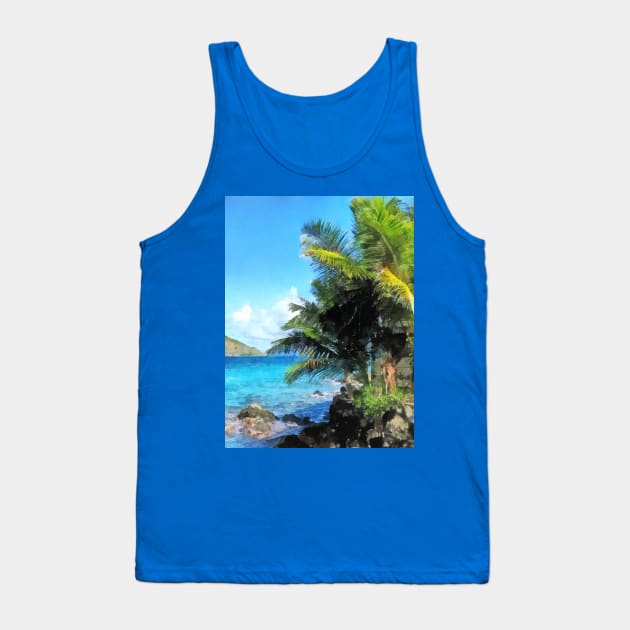 Caribbean - Palm Trees and Beach St. Thomas VI Tank Top by SusanSavad